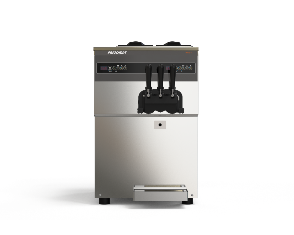 Machine soft de comptoir 2 parfums + 1 mix, disponible en version gravité ou avec pompe