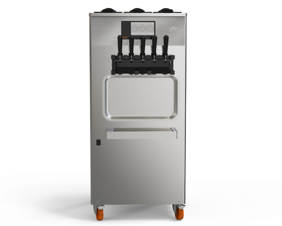 Machine sur pied pour glace soft avec commandes touch screen et 3 parfums + 2 mix